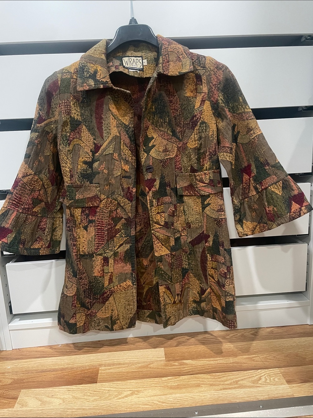 Olive Multicolor Printed Ruffle-Sleeve Jacket